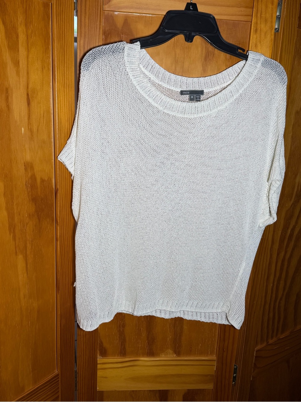 Vince Open-Weave Crewneck Sweater — Cream|Sz M|Beach, Coquette, Neutral